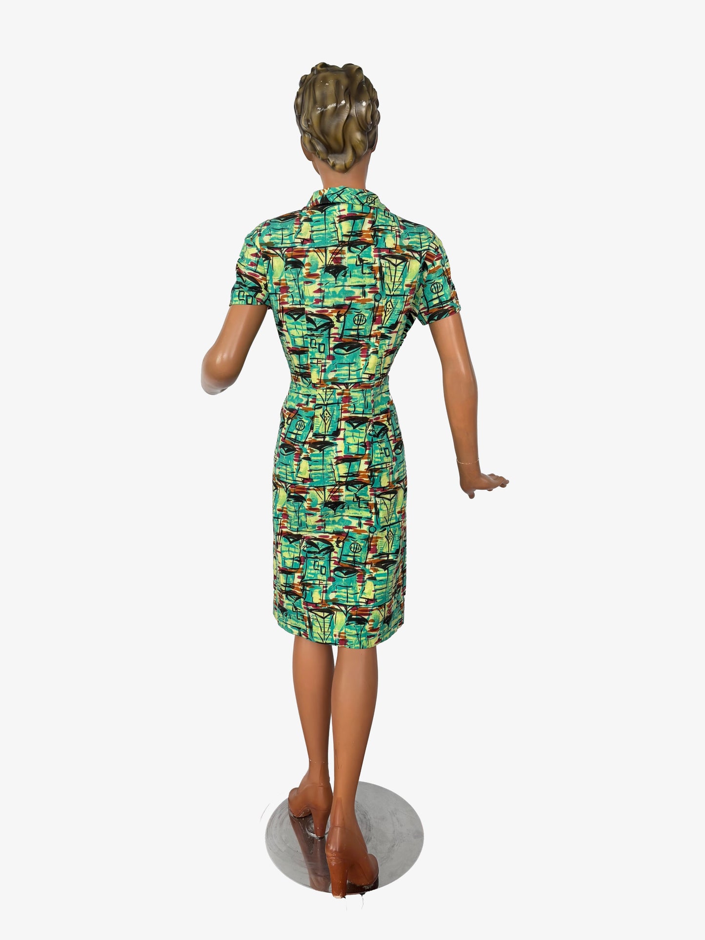 M | 1950s Atomic Print Cotton Dress