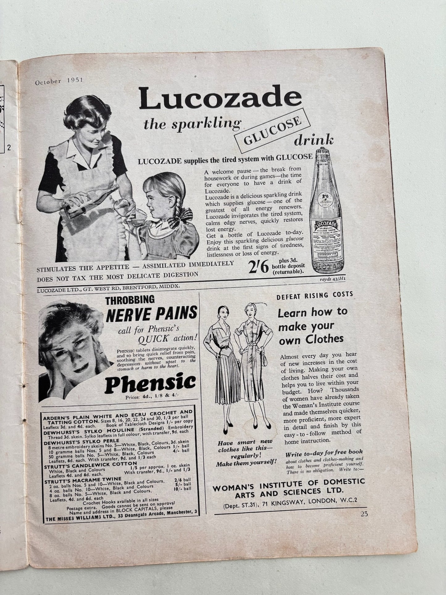 Stitchcraft Magazine October 1951 Crochet Embroidery Patterns