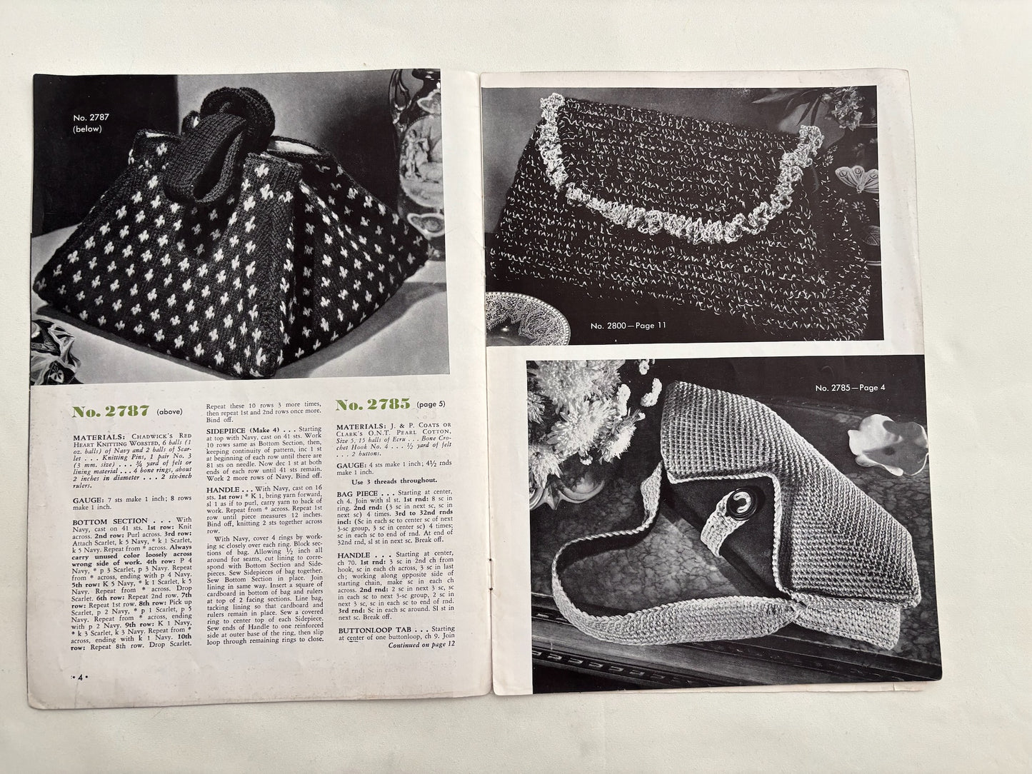 Bags Book Number 228, 1945 Crochet Handbag Patterns
