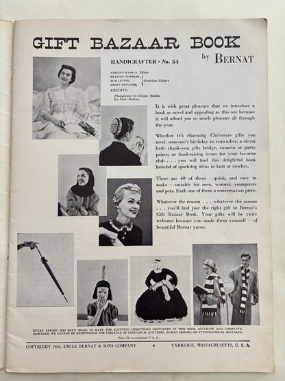 Bernat Gift Bazaar Book 54 1956 Knitting Crochet Patterns