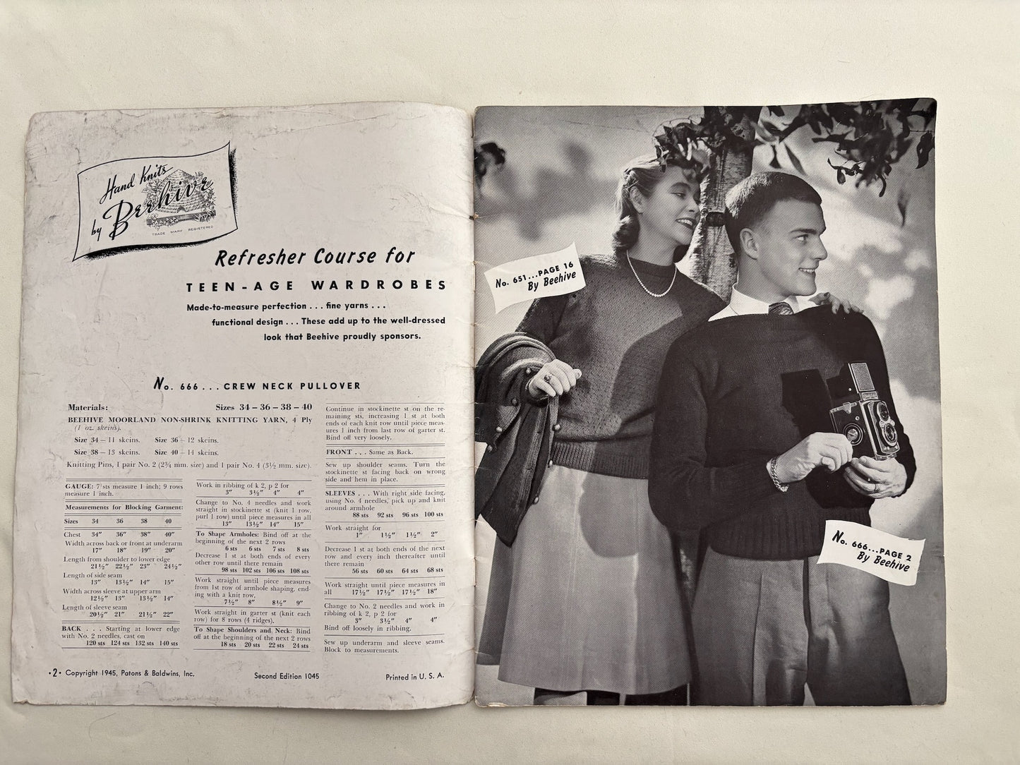 Beehive Book 131 1945 Teen Age Knitting Patterns