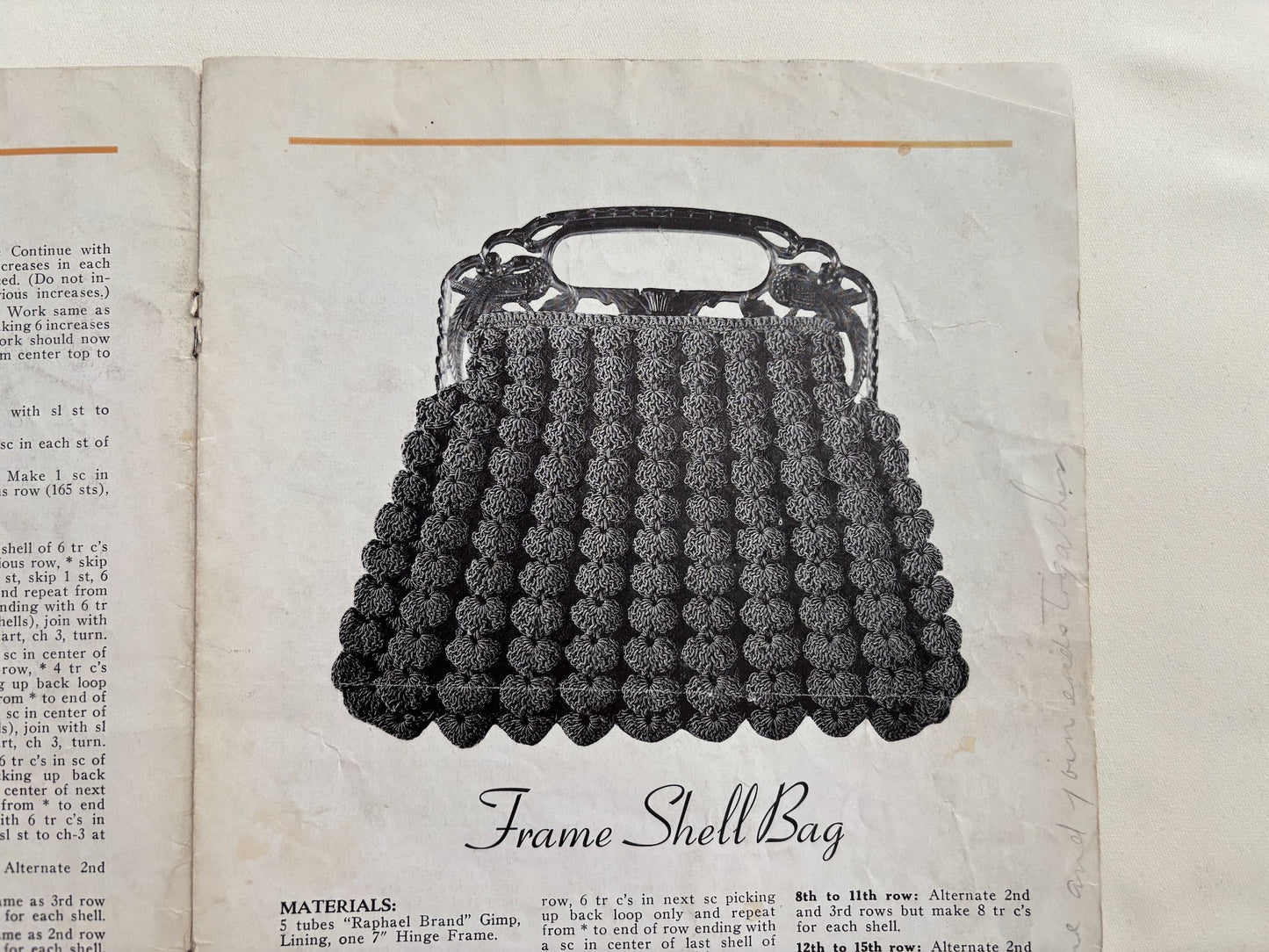Hats Bags Belts 1938 Crochet with Gimp Pattern Book