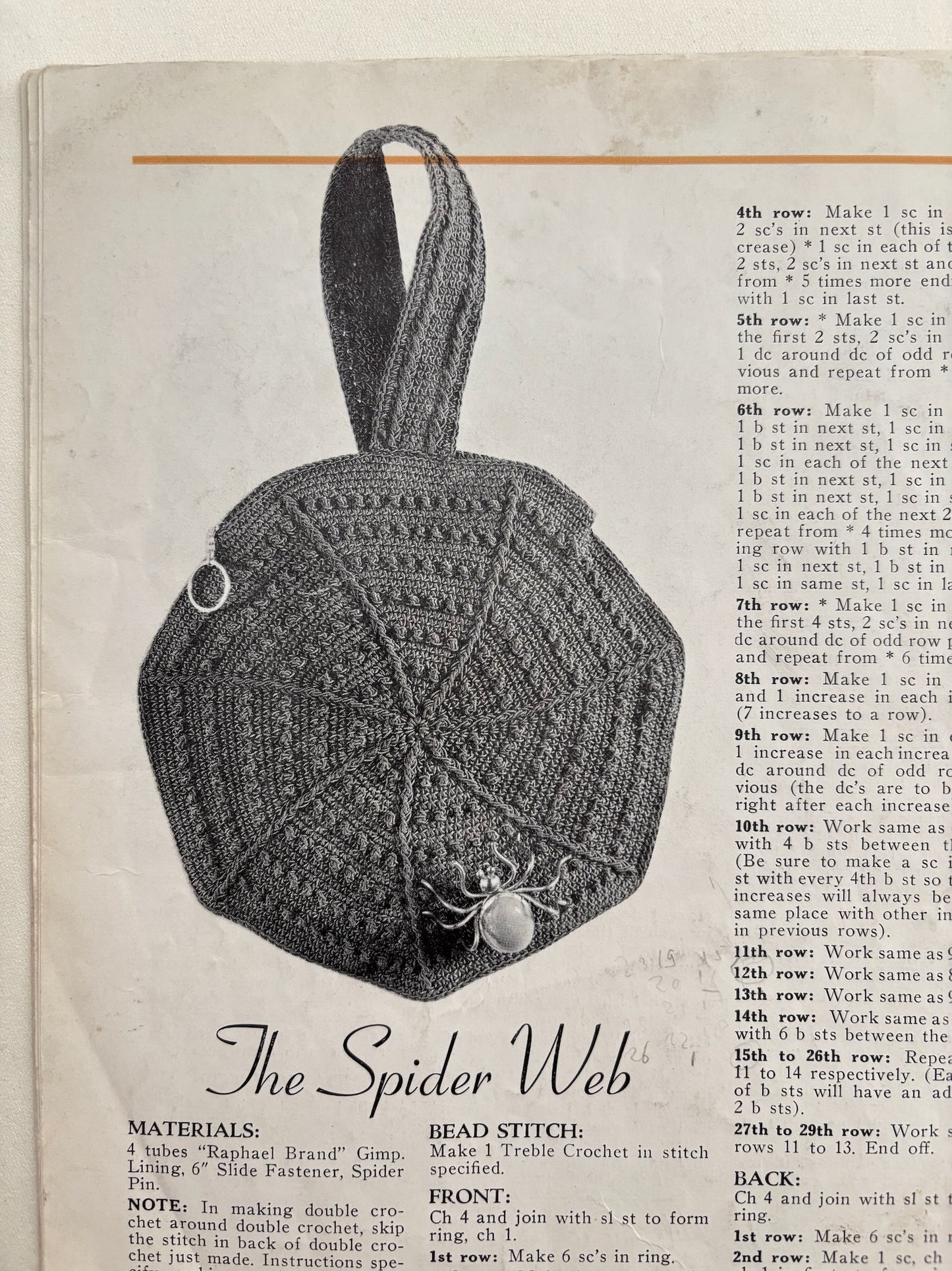 Hats Bags Belts 1938 Crochet with Gimp Pattern Book