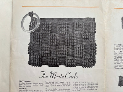 Hats Bags Belts 1938 Crochet with Gimp Pattern Book
