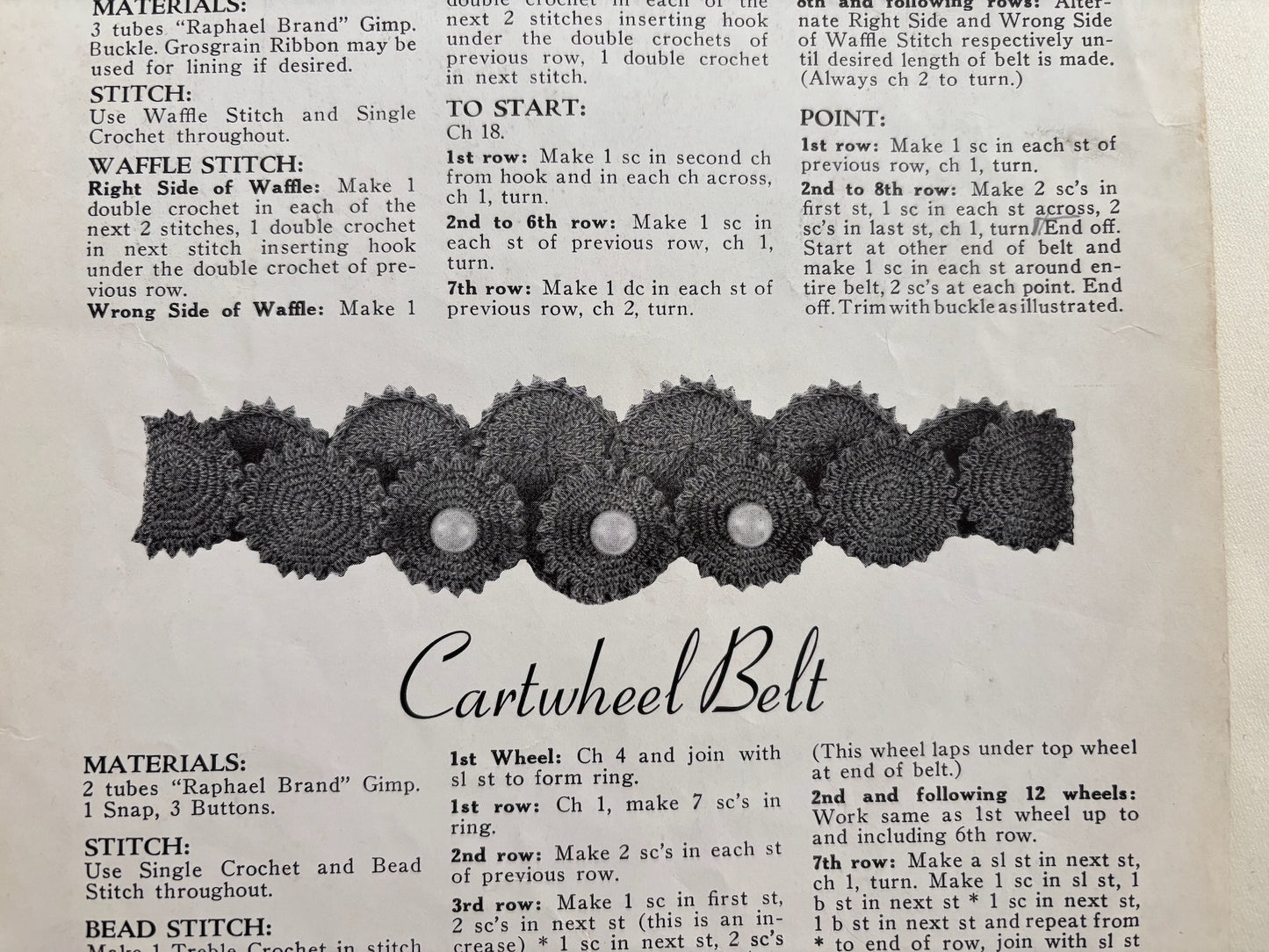 Hats Bags Belts 1938 Crochet with Gimp Pattern Book