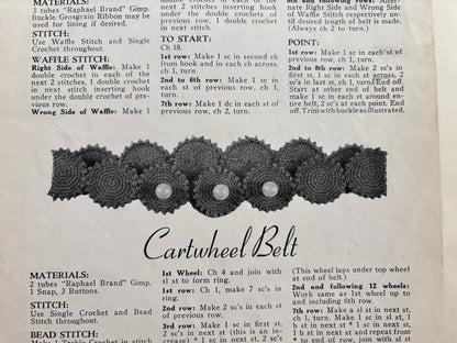 Hats Bags Belts 1938 Crochet with Gimp Pattern Book