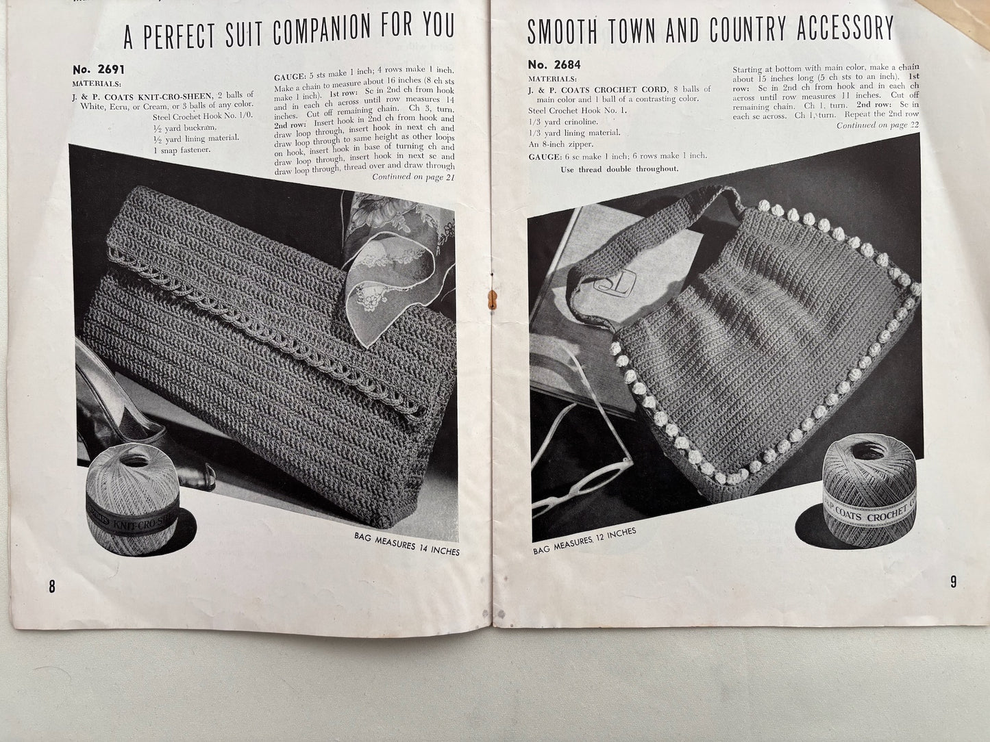 Smart Bags Book 209 1944 Crochet Hats & Bags