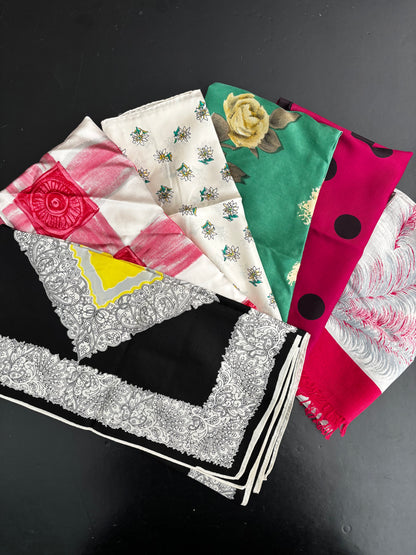 Lot of 6 Vintage Silk Scarves