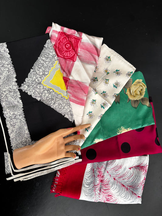 Lot of 6 Vintage Silk Scarves