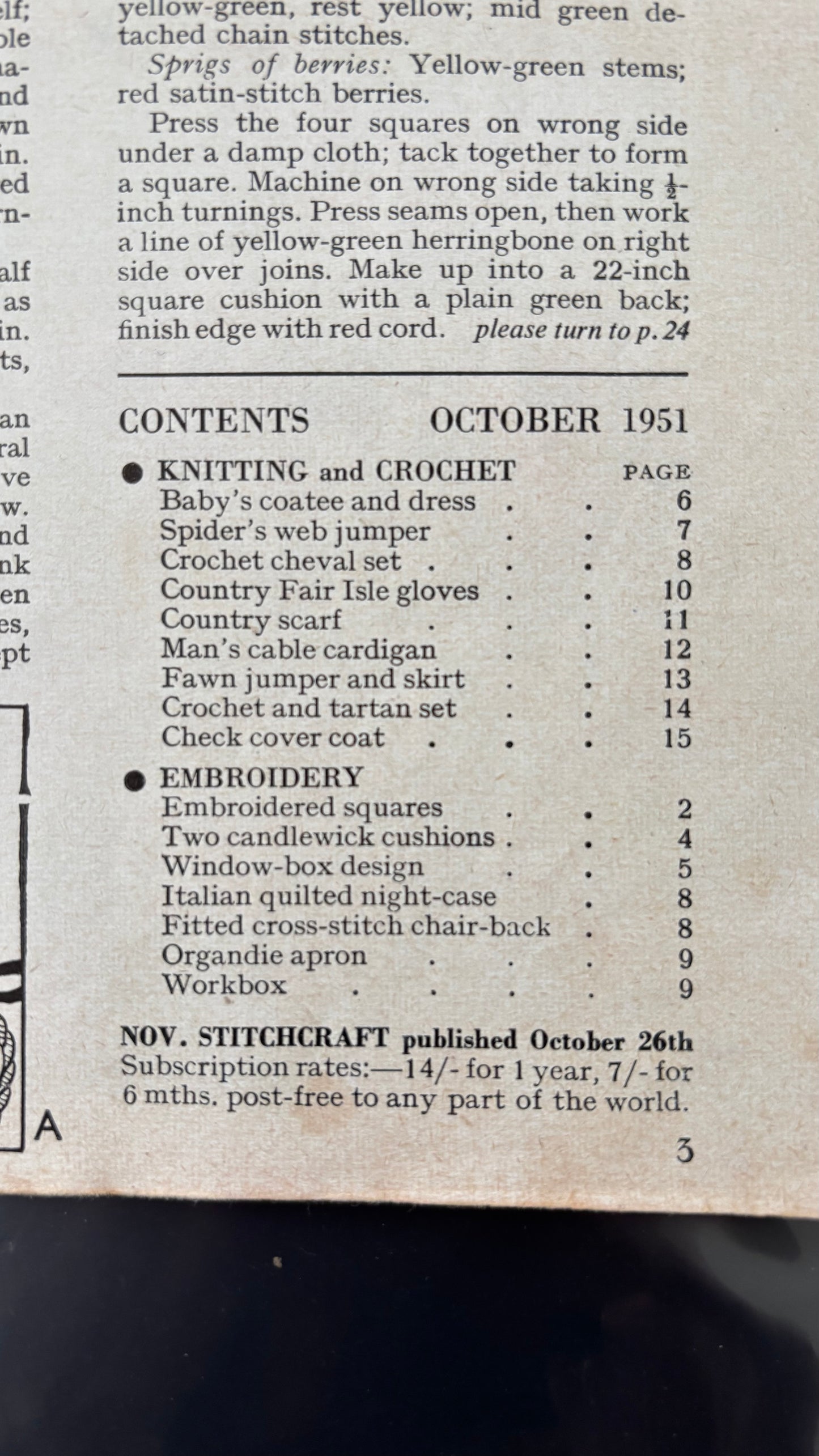 Stitchcraft Magazine October 1951 Crochet Embroidery Patterns