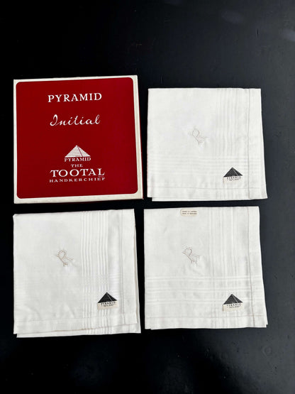 Vintage Tootal Pyramid Handkerchiefs With Monogram R In Original Box Lily Scarlet