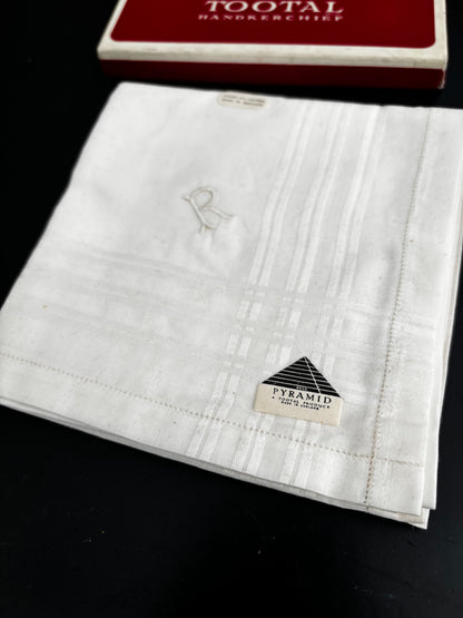 Vintage Tootal Pyramid Handkerchiefs With Monogram R In Original Box