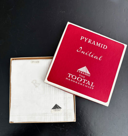 Vintage Tootal Pyramid Handkerchiefs With Monogram R In Original Box