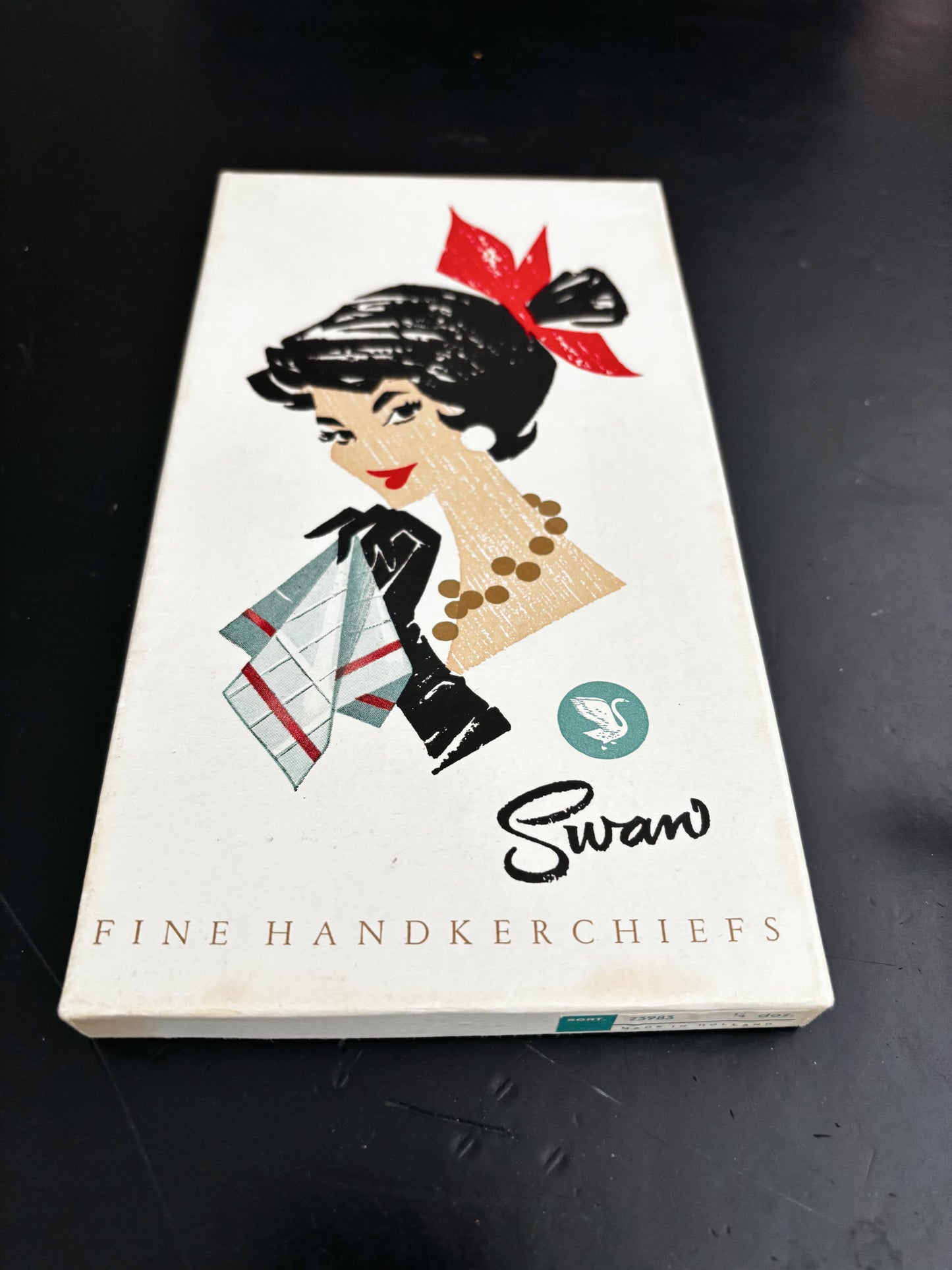 Deadstock Swan Handkerchiefs In Original Box Holland 1950s