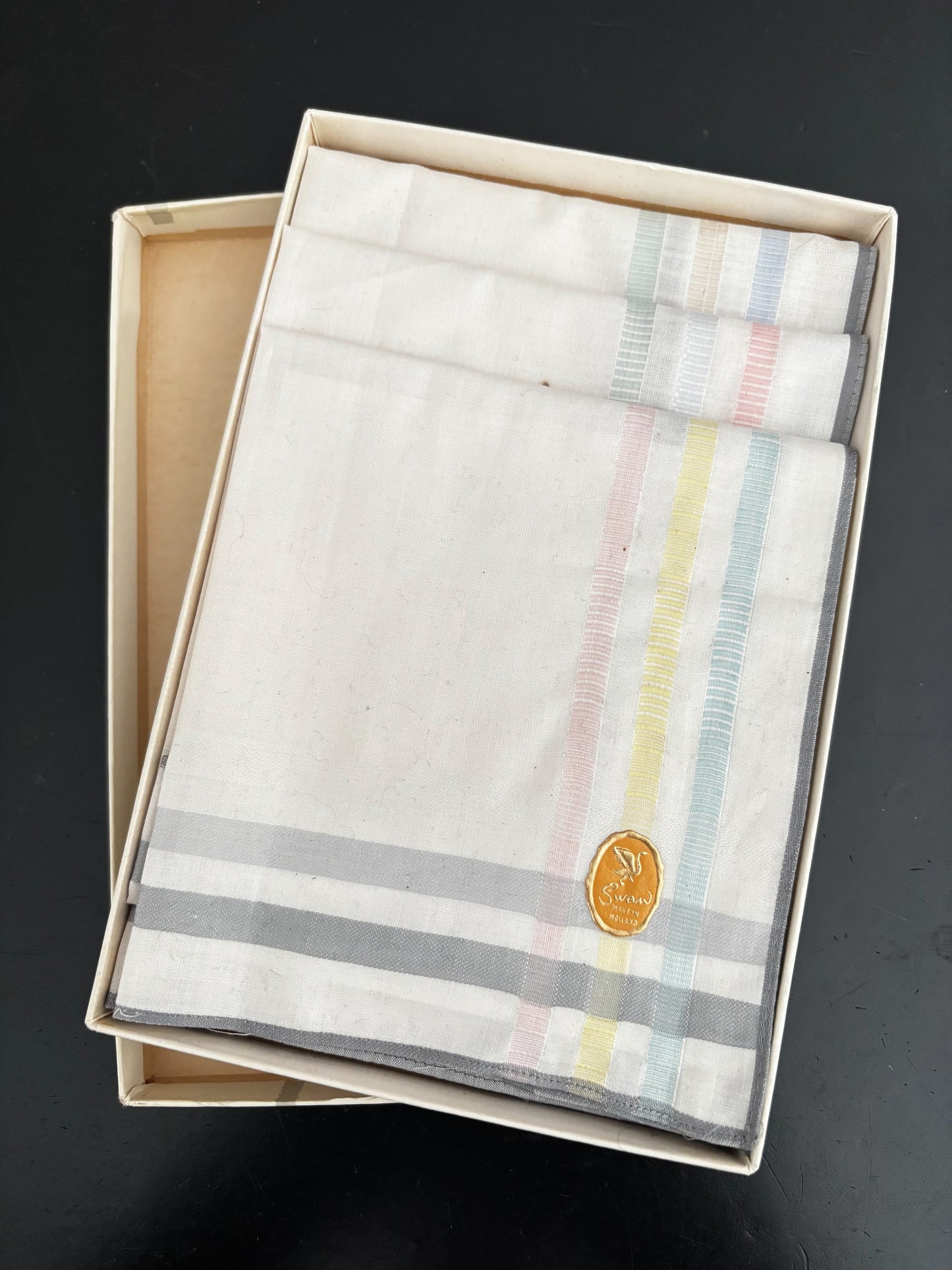 Deadstock Swan Handkerchiefs In Original Box Holland 1950s