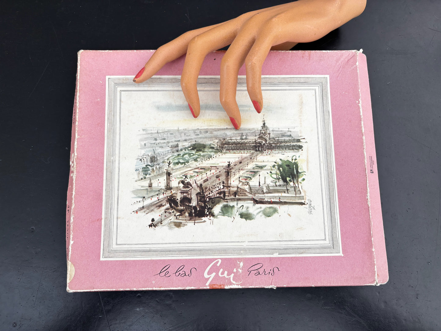 2 Pairs Deadstock Gui Paris Nylon Stockings In Original Illustrated Box France 1950s