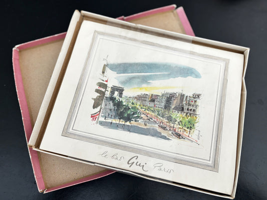 2 Pairs Deadstock Gui Paris Nylon Stockings In Original Illustrated Box France 1950s