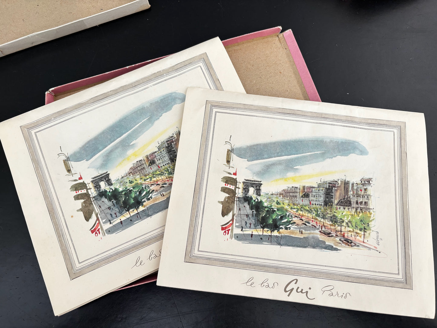 2 Pairs Deadstock Gui Paris Nylon Stockings In Original Illustrated Box France 1950s
