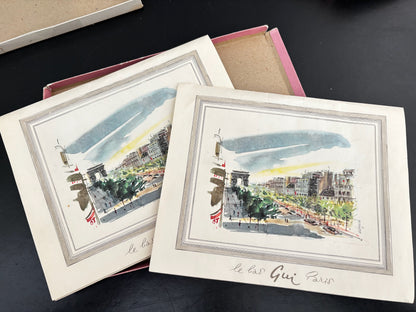 2 Pairs Deadstock Gui Paris Nylon Stockings In Original Illustrated Box France 1950s