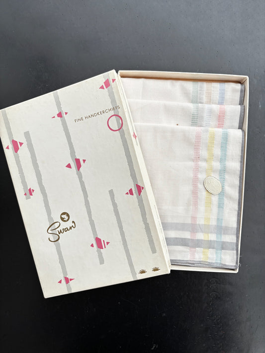 Deadstock Swan Handkerchiefs In Original Box Holland 1950s