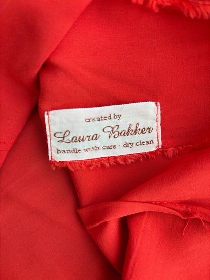 M | 1940s/50s Style Red Rayon Blouse