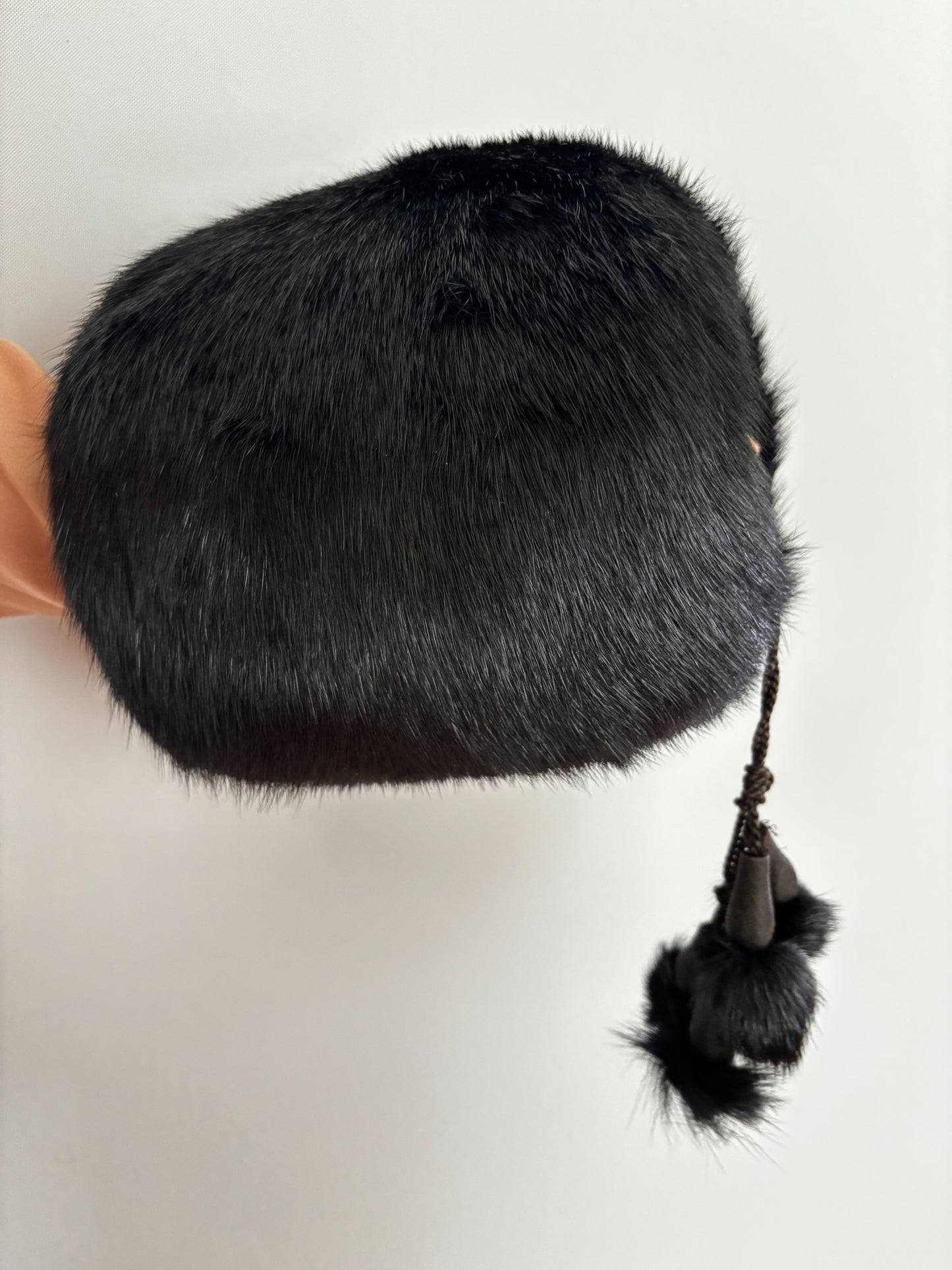 1940s Black Mink Fur Muff With Pompons