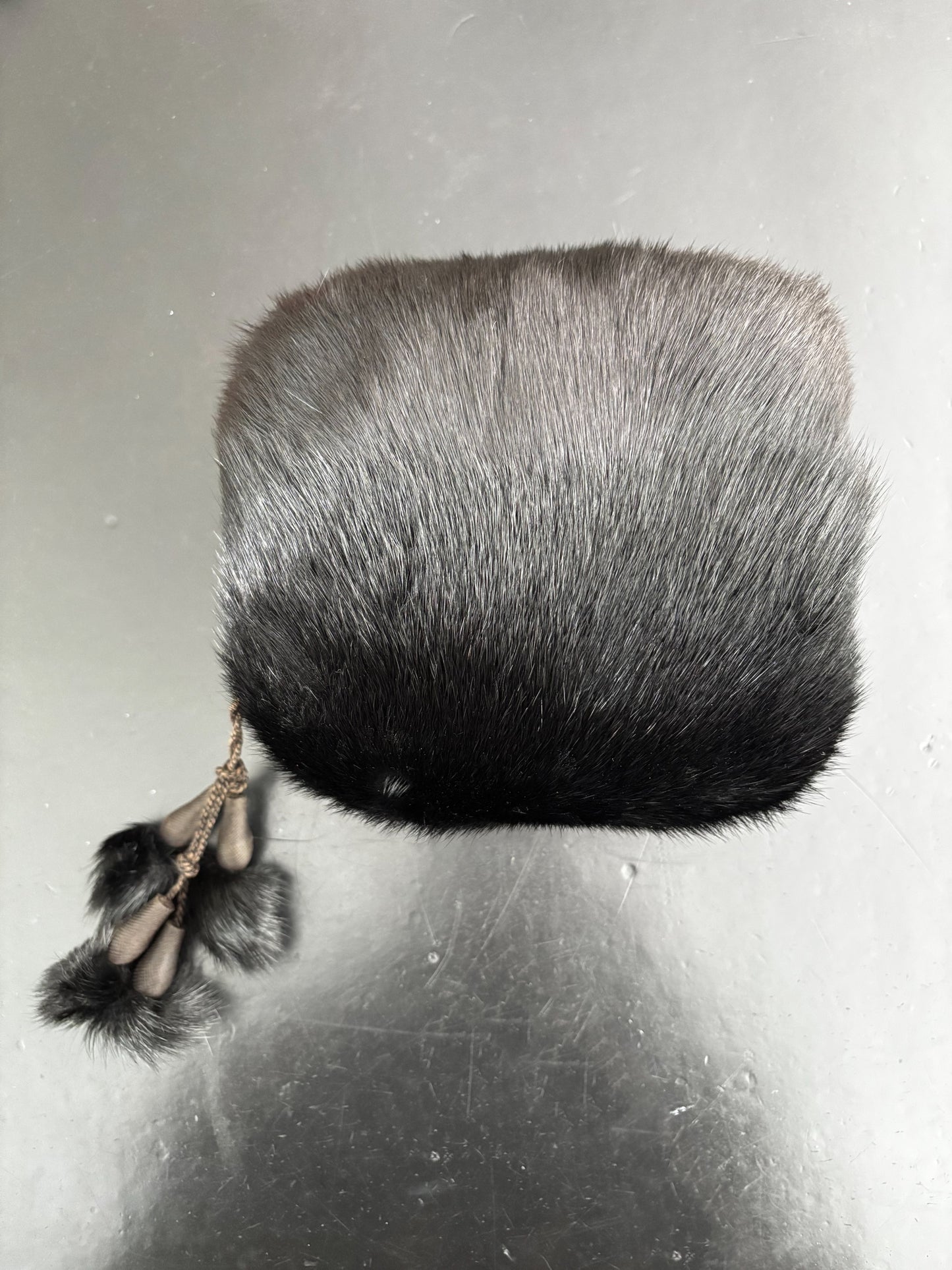 1940s Black Mink Fur Muff With Pompons