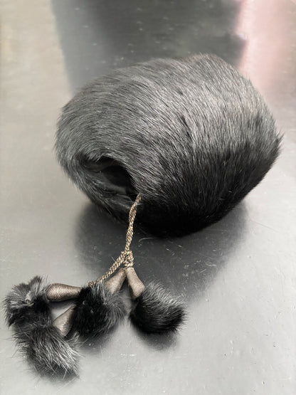 1940s Black Mink Fur Muff With Pompons