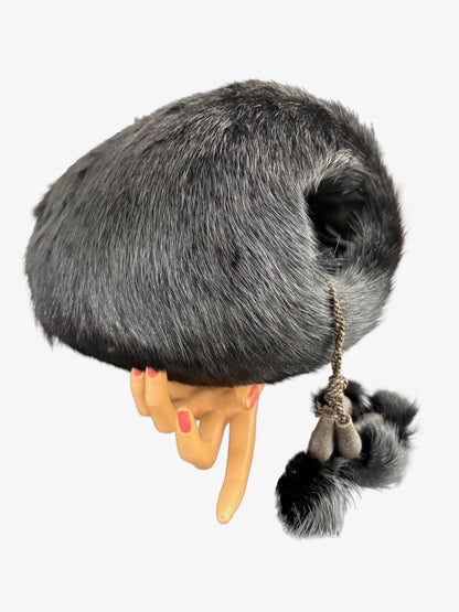 1940s Black Mink Fur Muff With Pompons