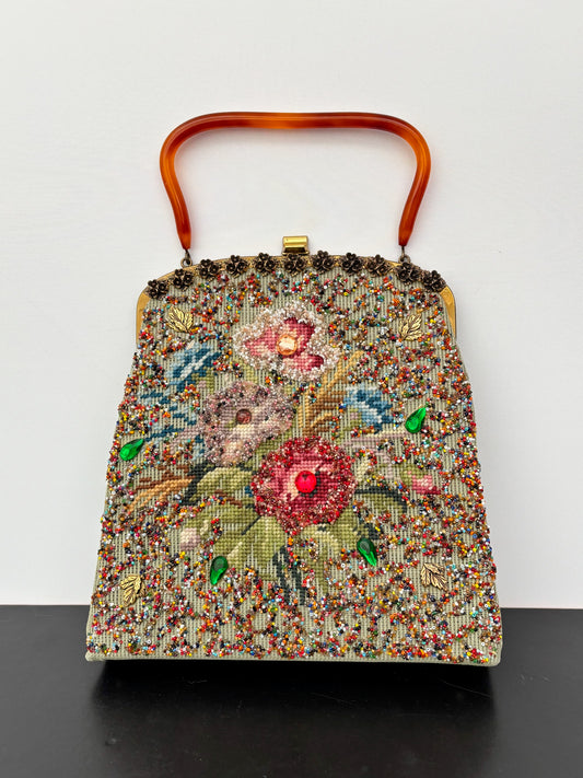 1950s Souré Bag New York Embroidered Beaded Handbag
