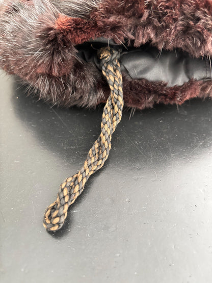 1940s/1950s Dark Brown Mink Fur Muff With Braided Strap