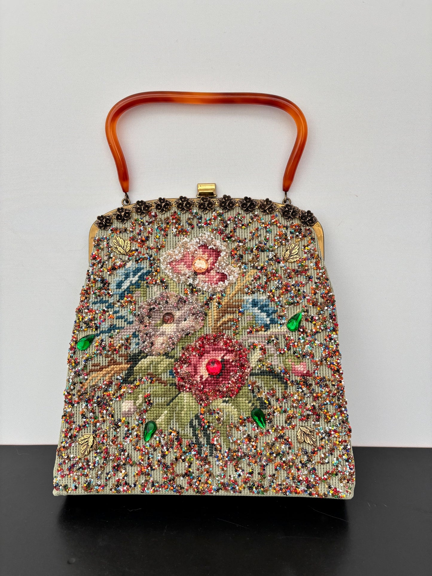 1950s Souré Bag New York Embroidered Beaded Handbag
