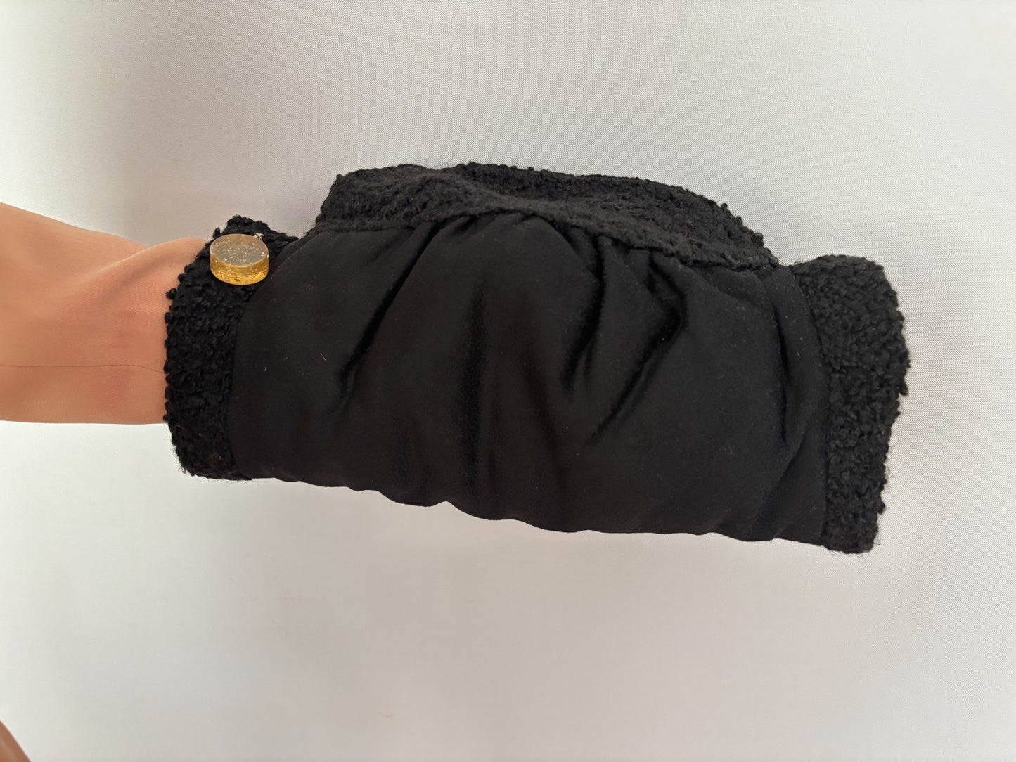 Vintage 1940s Wool Muff With Lucite Detail And Coin Purse