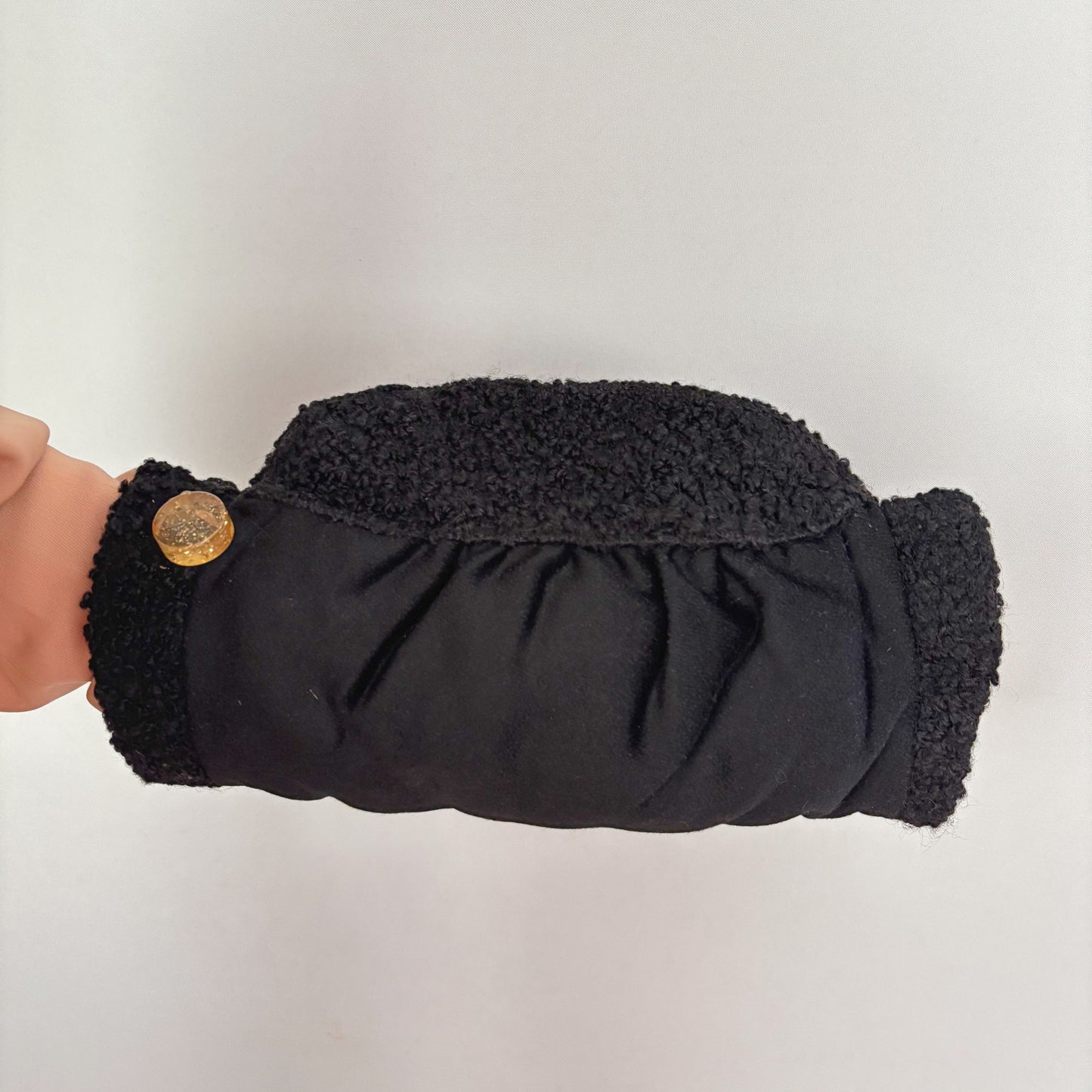 Vintage 1940s Wool Muff With Lucite Detail And Coin Purse