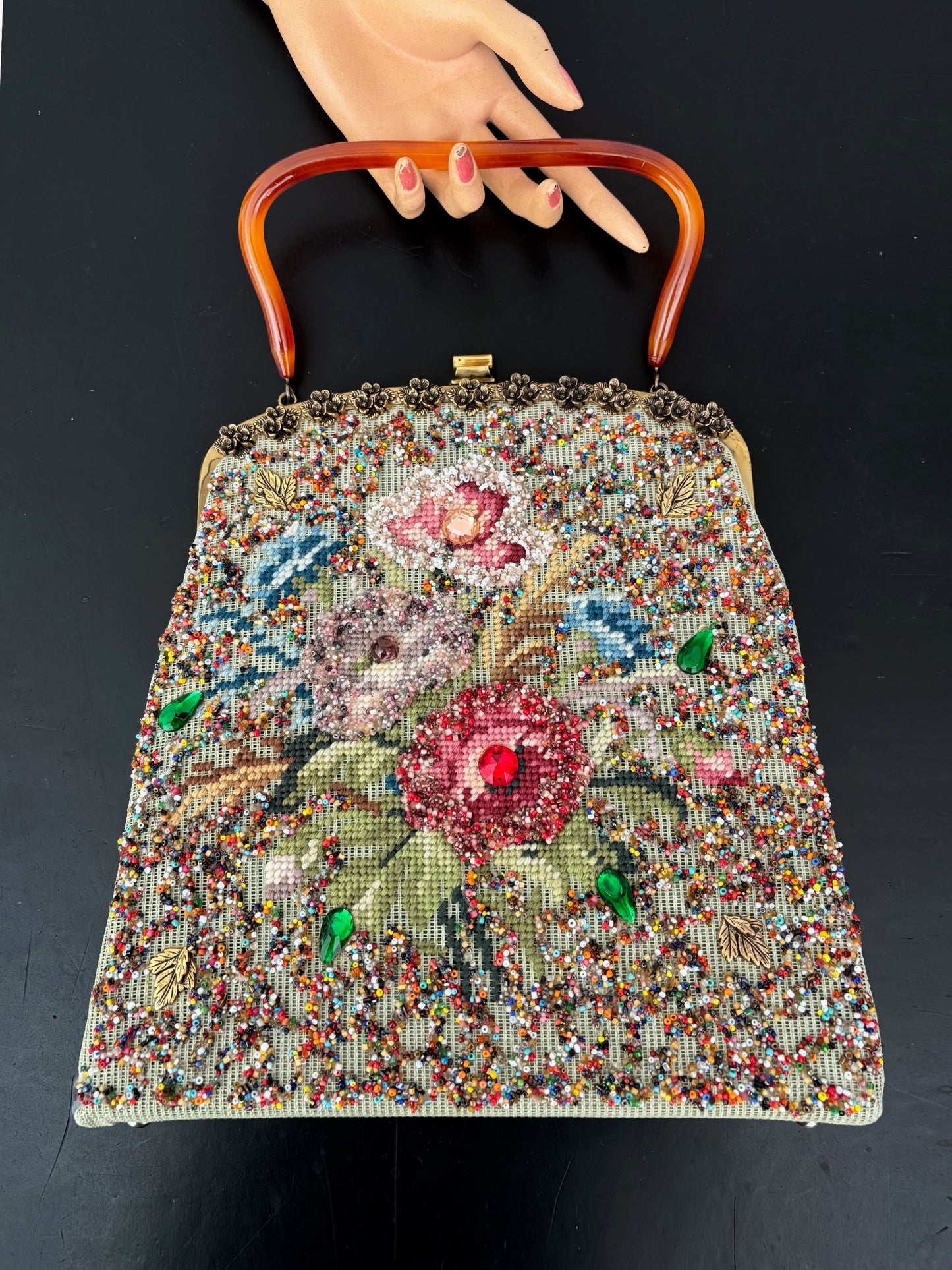 1950s Souré Bag New York Embroidered Beaded Handbag