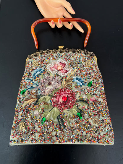 1950s Souré Bag New York Embroidered Beaded Handbag
