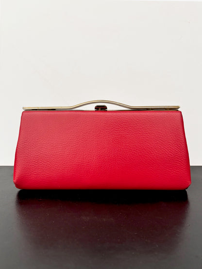 1960s Red Leather Clutch Purse