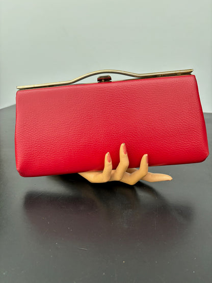 1960s Red Leather Clutch Purse
