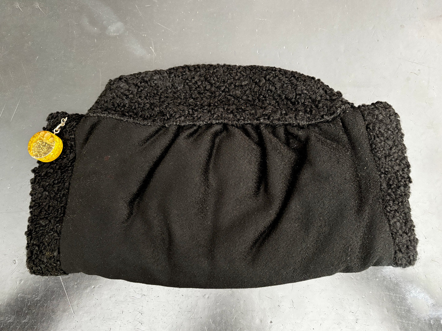 Vintage 1940s Wool Muff With Lucite Detail And Coin Purse