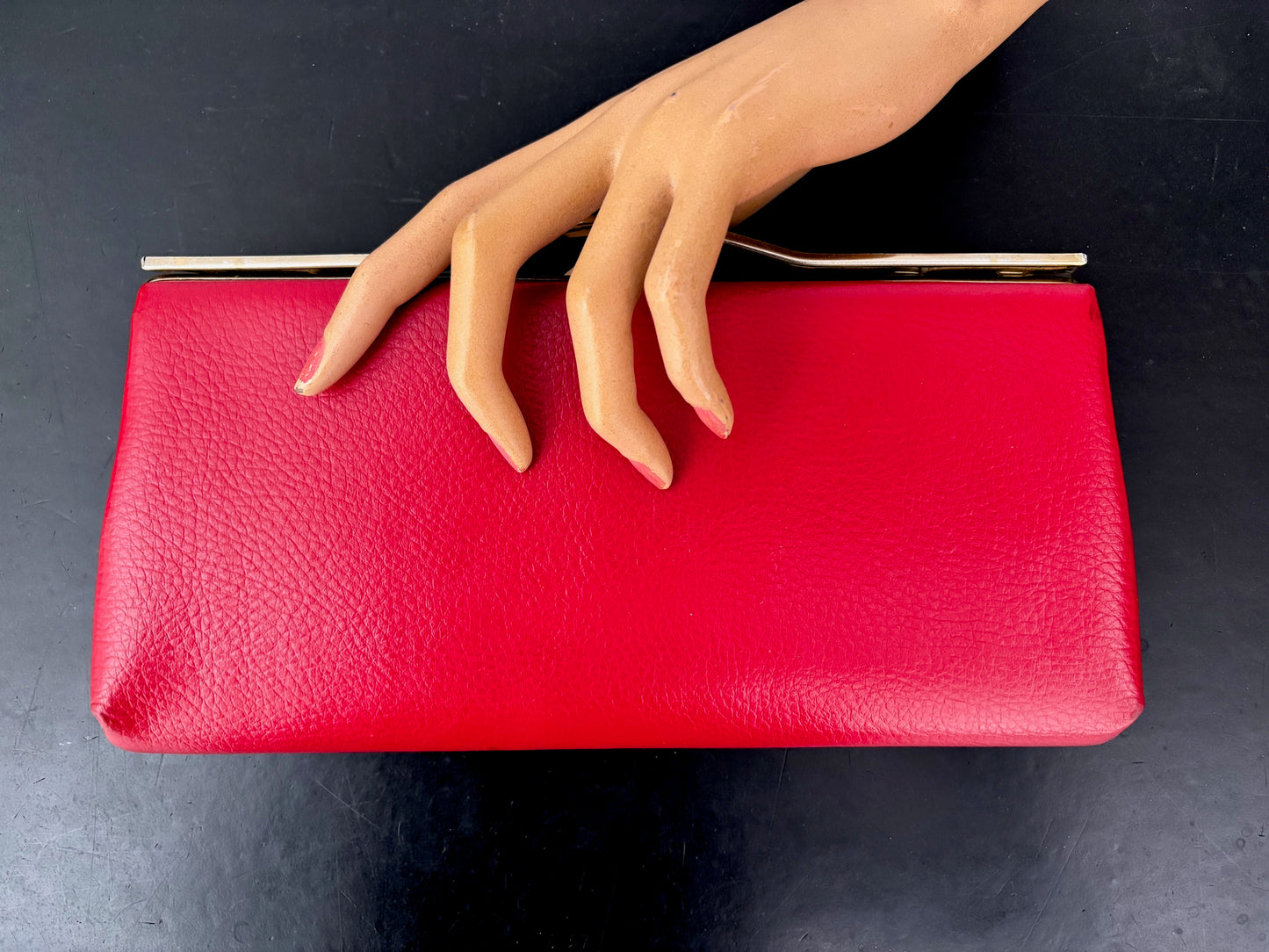 1960s Red Leather Clutch Purse
