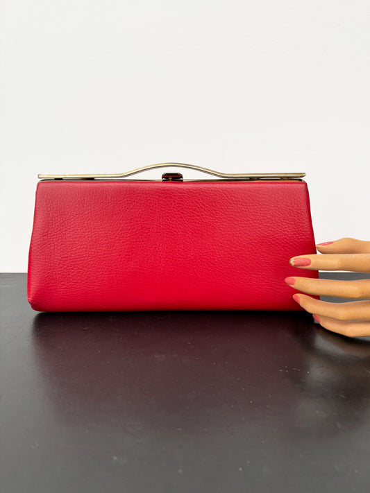 1960s Red Leather Clutch Purse