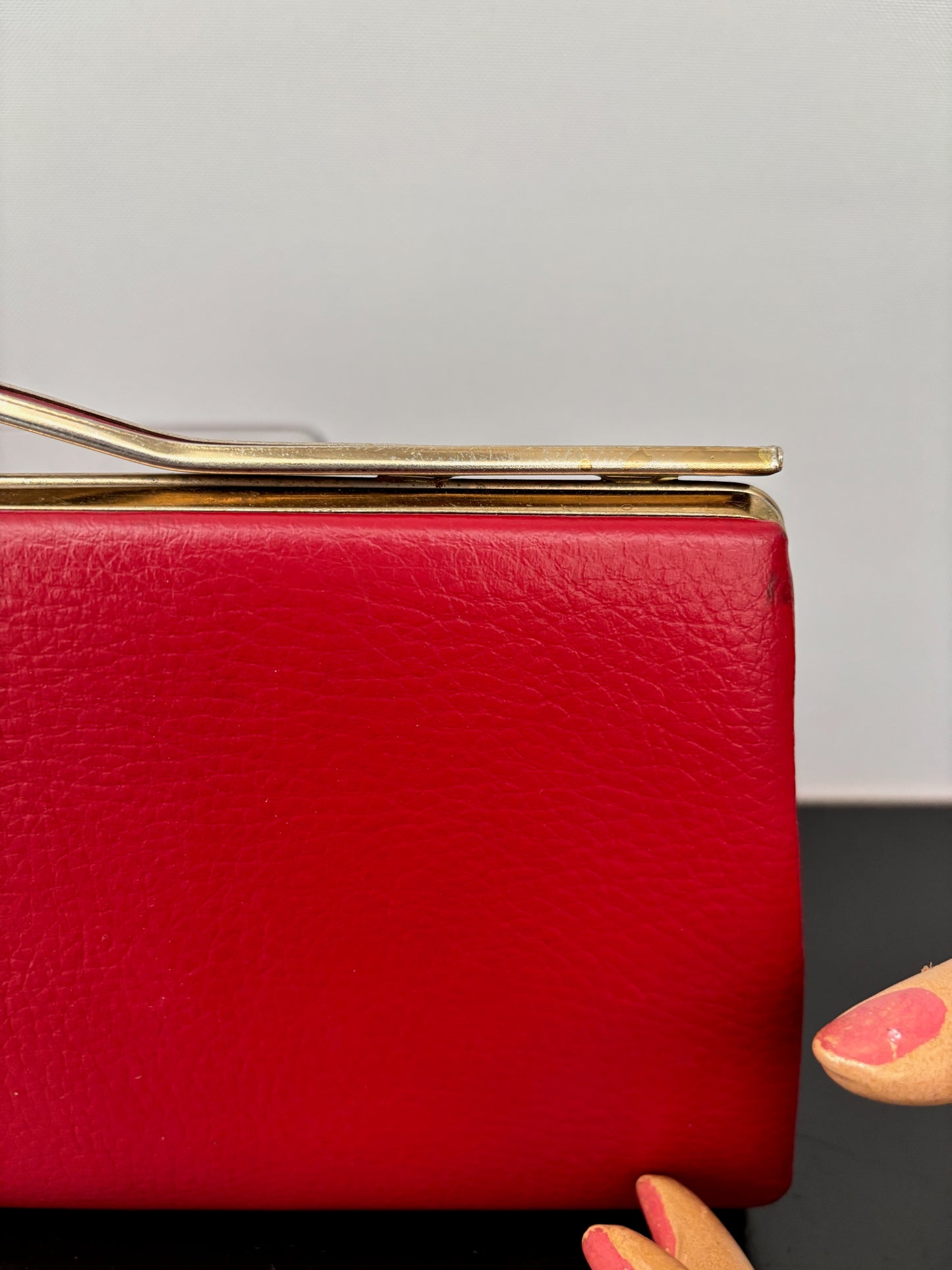 1960s Red Leather Clutch Purse