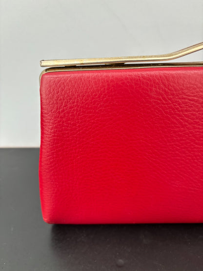 1960s Red Leather Clutch Purse