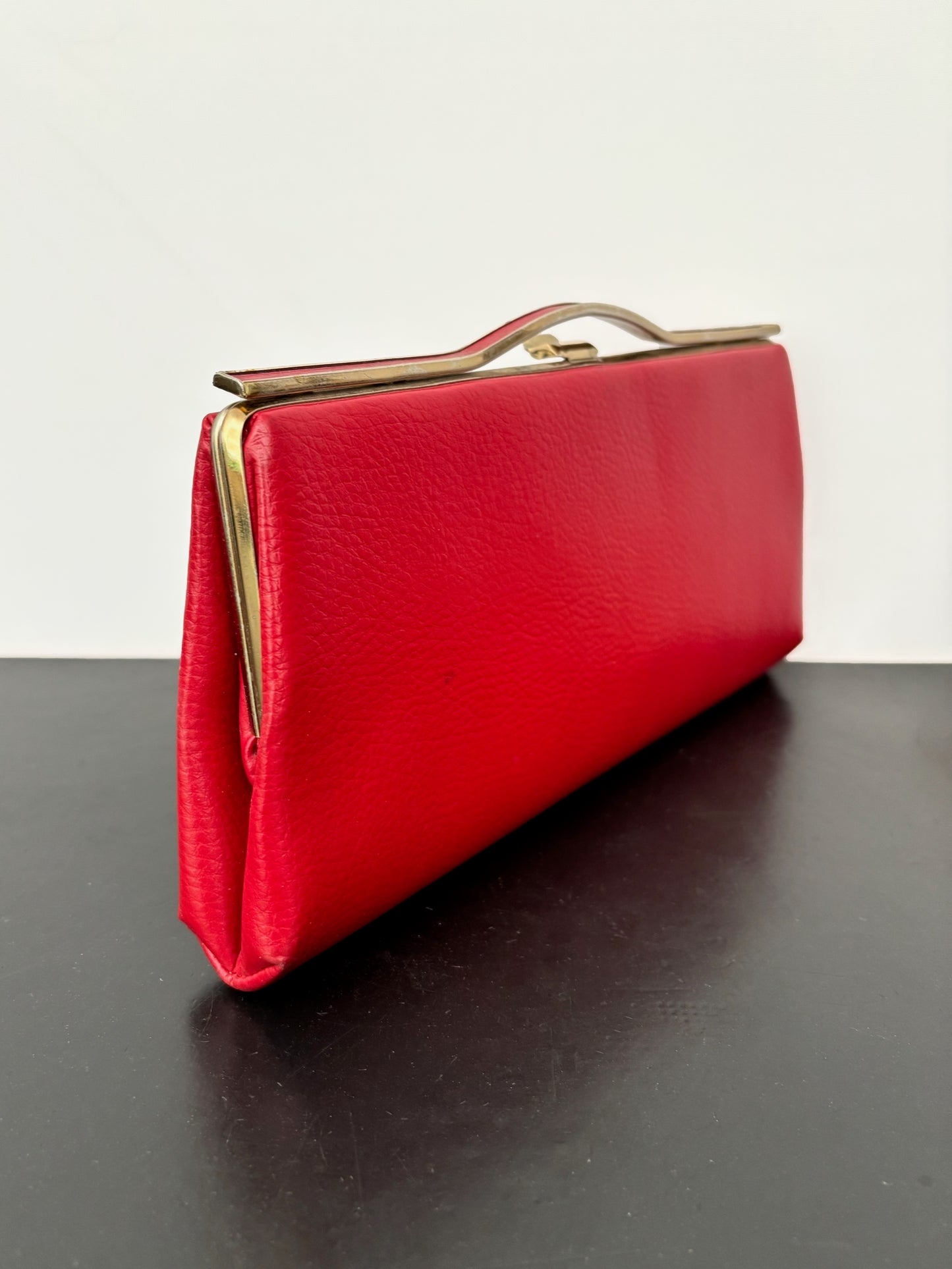 1960s Red Leather Clutch Purse