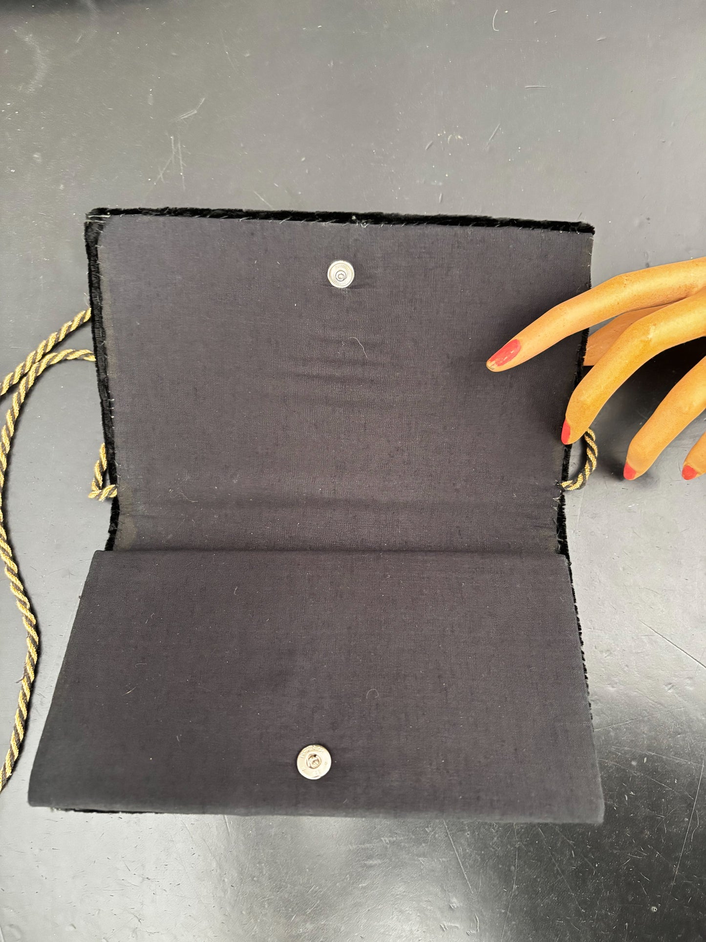 Vintage Black Velvet Evening Bag With Peacock Embroidery