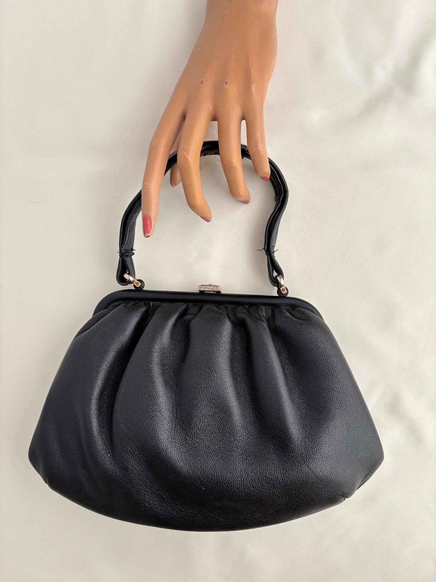 1950s/60s Soft Black Leather Handbag