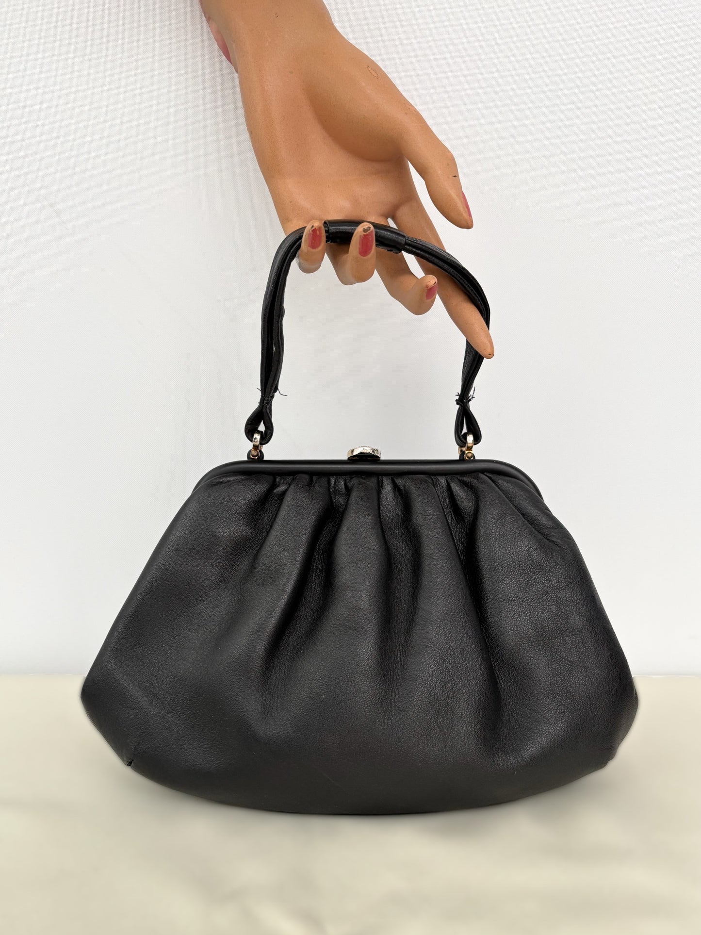 1950s/60s Soft Black Leather Handbag
