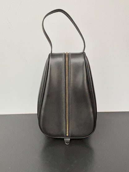 1960s Black Faux Leather Shoe Bag