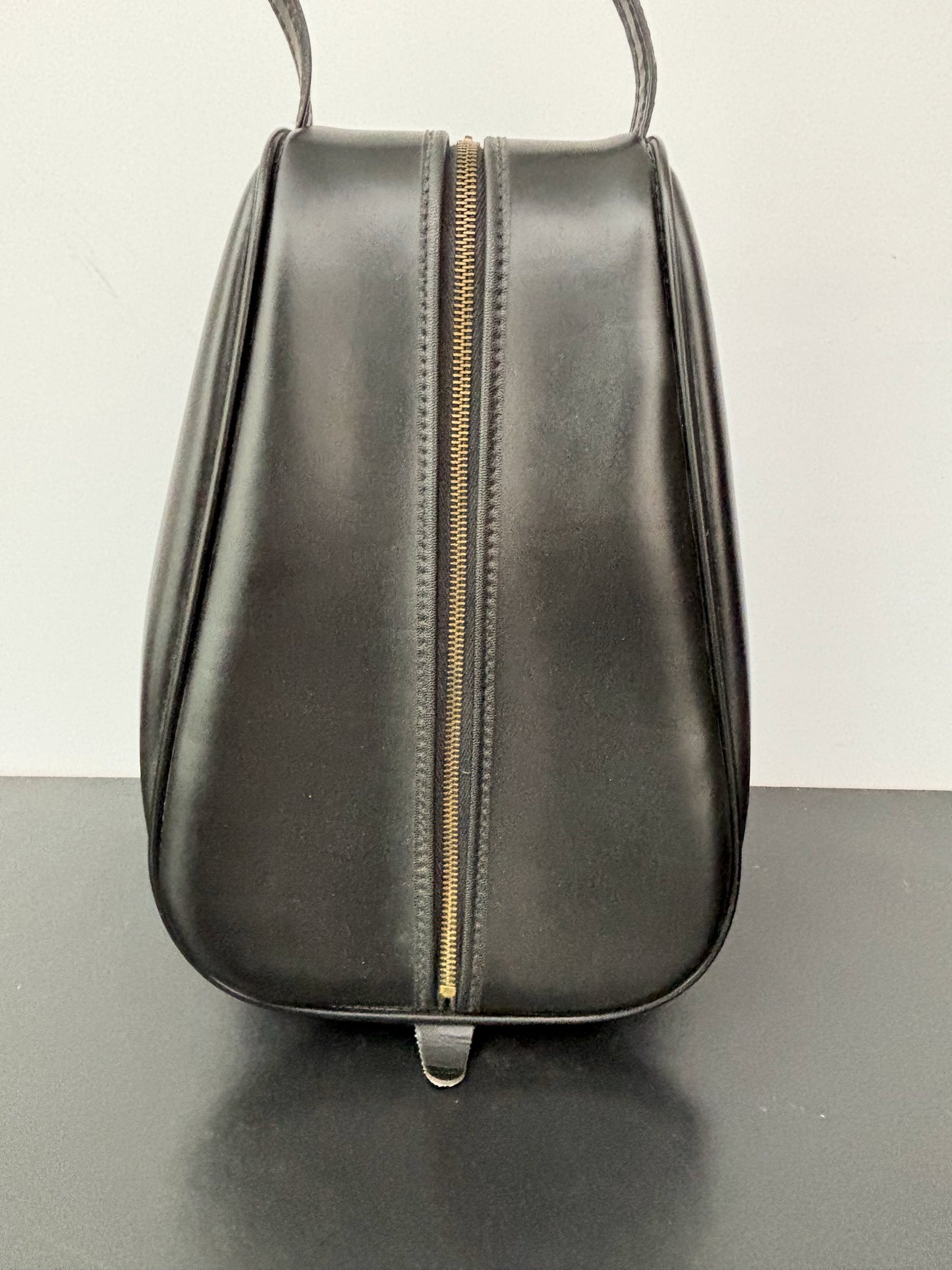 1960s Black Faux Leather Shoe Bag