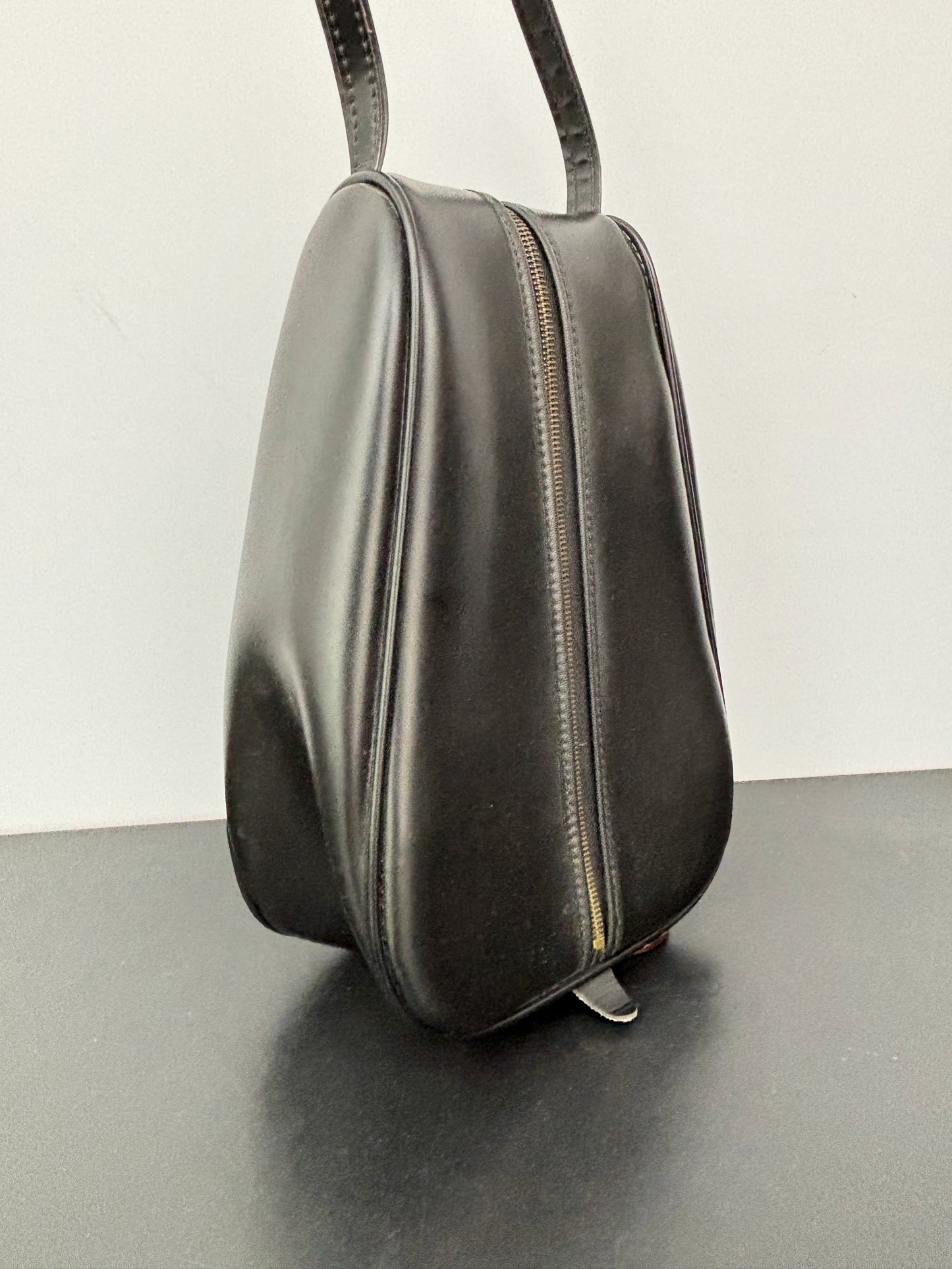 1960s Black Faux Leather Shoe Bag